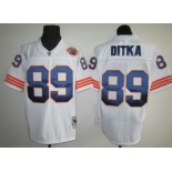 Chicago Bears #89 Mike Ditka White Throwback With Bear Patch Jersey