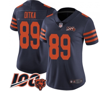 Nike Bears #89 Mike Ditka Navy Blue Alternate Women's Stitched NFL 100th Season Vapor Limited Jersey