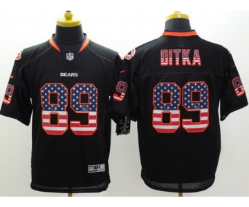 Nike Chicago Bears #89 Mike Ditka 2014 USA Flag Fashion Black Elite Jersey