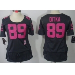 Nike Chicago Bears #89 Mike Ditka Breast Cancer Awareness Gray Womens Jersey