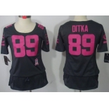 Nike Chicago Bears #89 Mike Ditka Breast Cancer Awareness Gray Womens Jersey