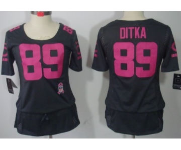 Nike Chicago Bears #89 Mike Ditka Breast Cancer Awareness Gray Womens Jersey