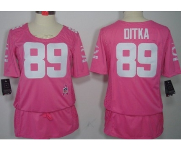 Nike Chicago Bears #89 Mike Ditka Breast Cancer Awareness Pink Womens Jersey