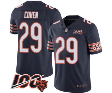 Bears #29 Tarik Cohen Navy Blue Team Color Men's Stitched Football 100th Season Vapor Limited Jersey