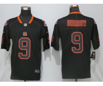 Men's Cincinnati Bengals #9 Joe Burrow 2020 Black Lights Out Color Rush Stitched NFL Nike Limited Jersey