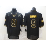 Men's Cincinnati Bengals #9 Joe Burrow Black Gold 2020 Salute To Service Stitched NFL Nike Limited Jersey