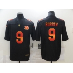 Men's Cincinnati Bengals #9 Joe Burrow Black Red Orange Stripe Vapor Limited Nike NFL Jersey