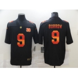Men's Cincinnati Bengals #9 Joe Burrow Black Red Orange Stripe Vapor Limited Nike NFL Jersey