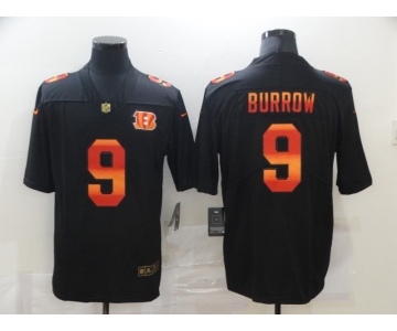 Men's Cincinnati Bengals #9 Joe Burrow Black Red Orange Stripe Vapor Limited Nike NFL Jersey