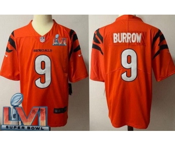 Men's Cincinnati Bengals #9 Joe Burrow Limited Orange 2022 Super Bowl LVI Bound Vapor Jersey