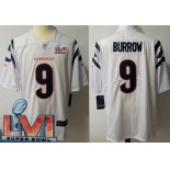 Men's Cincinnati Bengals #9 Joe Burrow Limited White 2022 Super Bowl LVI Bound Vapor Jersey