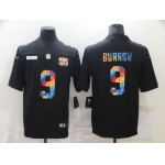 Men's Cincinnati Bengals #9 Joe Burrow Multi-Color Black 2020 NFL Crucial Catch Vapor Untouchable Nike Limited Jersey