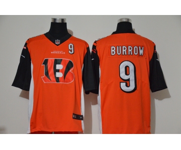Men's Cincinnati Bengals #9 Joe Burrow Orange 2020 Team Logo Number Vapor Untouchable Stitched NFL Nike Fashion Limited Jersey