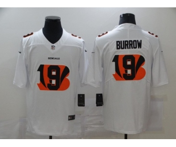 Men's Cincinnati Bengals #9 Joe Burrow White 2020 Shadow Logo Vapor Untouchable Stitched NFL Nike Limited Jersey