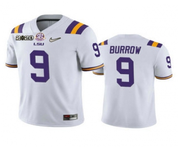 Men's LSU Tigers #9 Joe Burrow White 2020 National Championship Game Jersey