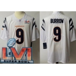 Women's Cincinnati Bengals #9 Joe Burrow Limited White 2022 Super Bowl LVI Bound Vapor Jersey