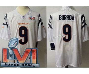 Women's Cincinnati Bengals #9 Joe Burrow Limited White 2022 Super Bowl LVI Bound Vapor Jersey
