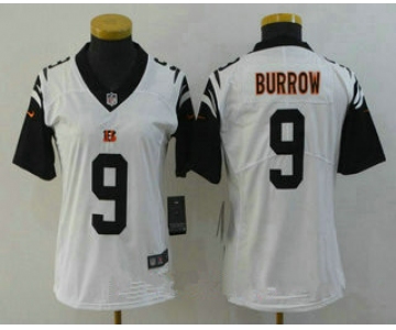Women's Cincinnati Bengals #9 Joe Burrow White 2020 Color Rush Stitched NFL Nike Limited Jersey