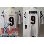 Youth Cincinnati Bengals #9 Joe Burrow Limited White 2022 Super Bowl LVI Bound Vapor Jersey