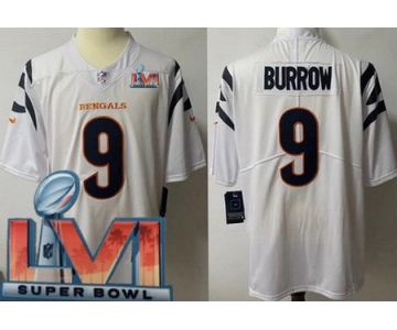 Youth Cincinnati Bengals #9 Joe Burrow Limited White 2022 Super Bowl LVI Bound Vapor Jersey