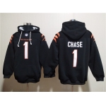 Men's Cincinnati Bengals #1 Ja'Marr Chase Black Pullover Hoodie
