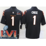Men's Cincinnati Bengals #1 Ja'Marr Chase Limited Black 2022 Super Bowl LVI Bound Vapor Jersey