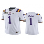 Men's LSU Tigers #1 Ja'Marr Chase White 2020 National Championship Game Jersey