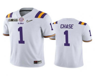 Men's LSU Tigers #1 Ja'Marr Chase White 2020 National Championship Game Jersey