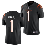 Men's Womens Youth Kids Cincinnati Bengals #1 Ja'Marr Chase Black Vapor Limited Stitched Jersey
