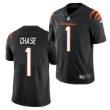Men's Womens Youth Kids Cincinnati Bengals #1 Ja'Marr Chase Black Vapor Limited Stitched Jersey