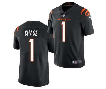Men's Womens Youth Kids Cincinnati Bengals #1 Ja'Marr Chase Black Vapor Limited Stitched Jersey