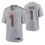 Men's Womens Youth Kids Cincinnati Bengals #1 Ja'Marr Chase Game Gray Atmosphere Jersey