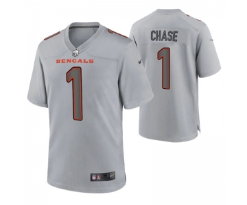 Men's Womens Youth Kids Cincinnati Bengals #1 Ja'Marr Chase Game Gray Atmosphere Jersey