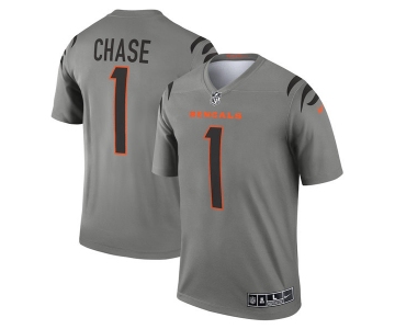Men's Womens Youth Kids Cincinnati Bengals #1 Ja'Marr Chase Gray Stitched Jersey