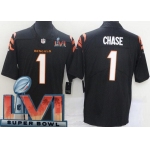 Youth Cincinnati Bengals #1 Ja'Marr Chase Limited Black 2022 Super Bowl LVI Bound Vapor Jersey