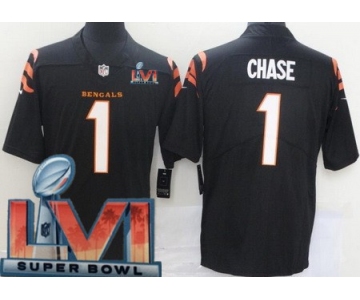 Youth Cincinnati Bengals #1 Ja'Marr Chase Limited Black 2022 Super Bowl LVI Bound Vapor Jersey