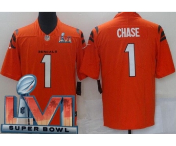 Youth Cincinnati Bengals #1 Ja'Marr Chase Limited Orange 2022 Super Bowl LVI Bound Vapor Jersey
