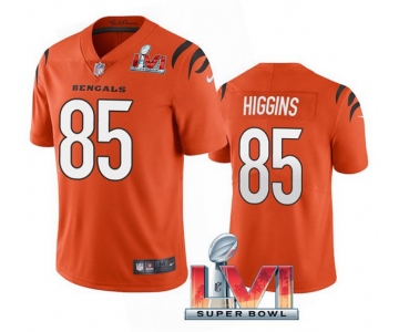 Men's Cincinnati Bengals #85 Tee Higgins 2022 Orange Super Bowl LVI Vapor Limited Stitched Jersey