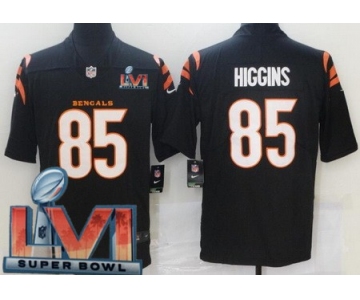 Men's Cincinnati Bengals #85 Tee Higgins Limited Black 2022 Super Bowl LVI Bound Vapor Jersey