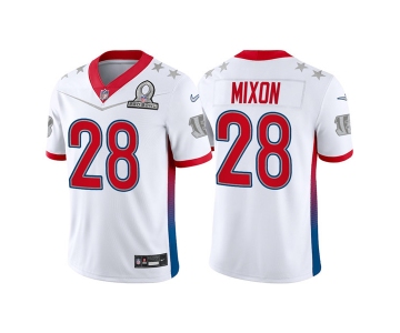 Men's Cincinnati Bengals #28 Joe Mixon 2022 White AFC Pro Bowl Stitched Jersey