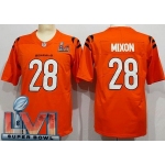 Men's Cincinnati Bengals #28 Joe Mixon Limited Orange 2022 Super Bowl LVI Bound Vapor Jersey