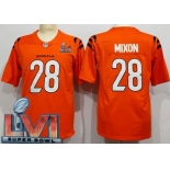 Men's Cincinnati Bengals #28 Joe Mixon Limited Orange 2022 Super Bowl LVI Bound Vapor Jersey