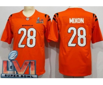 Men's Cincinnati Bengals #28 Joe Mixon Limited Orange 2022 Super Bowl LVI Bound Vapor Jersey