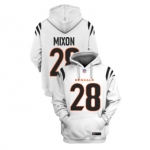 Men's Cincinnati Bengals #28 Joe Mixon White 2021 Pullover Hoodie