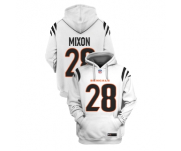 Men's Cincinnati Bengals #28 Joe Mixon White 2021 Pullover Hoodie