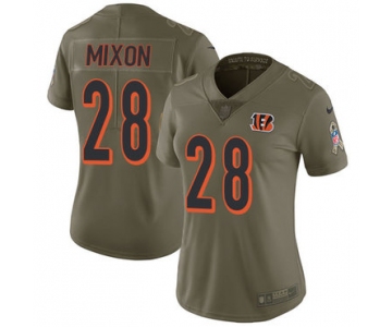 Women's Nike Cincinnati Bengals #28 Joe Mixon Olive Stitched NFL Limited 2017 Salute to Service Jersey