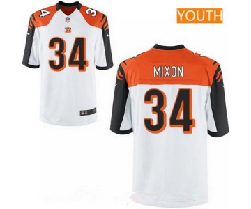 Youth 2017 NFL Draft Cincinnati Bengals #34 Joe Mixon White Road Stitched NFL Nike Game Jersey
