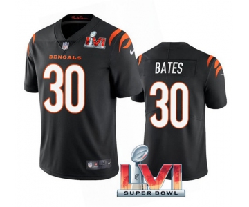 Men's Cincinnati Bengals #30 Jessie Bates 2022 Black Super Bowl LVI Vapor Limited Stitched Jersey