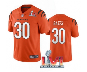 Men's Cincinnati Bengals #30 Jessie Bates 2022 Orange Super Bowl LVI Vapor Limited Stitched Jersey