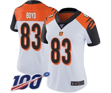 Nike Bengals #83 Tyler Boyd White Women's Stitched NFL 100th Season Vapor Limited Jersey